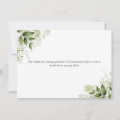 Carte De Remerciements Écriture Élégante Feuilles de Verdure (Dos)