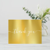 Carte De Remerciements Écriture élégante moderne en feuille d'or (Debout devant)