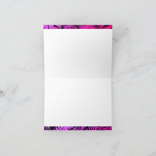 Carte De Remerciements Écriture en feuille de palme tropicale rose-chaud (Intérieur)