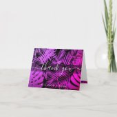 Carte De Remerciements Écriture en feuille de palme tropicale rose-chaud (Devant)