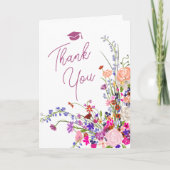 Carte De Remerciements Écriture fleur sauvage chic moderne boho graduatio (Devant)