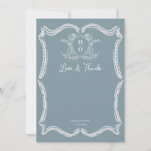 Carte De Remerciements Écriture Florale de Couronne de Mariage Vintage
