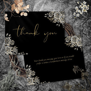 Carte De Remerciements Écriture gothique noire et or personnalisée