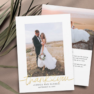 Carte De Remerciements Écriture manuscrite avec photos de cœur Mariage