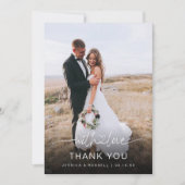 Carte De Remerciements Écriture manuscrite avec photos de cœur Mariage (Devant)