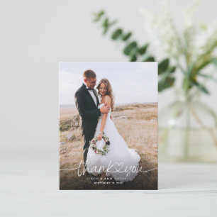 Carte De Remerciements Écriture manuscrite avec photos de cœur Mariage