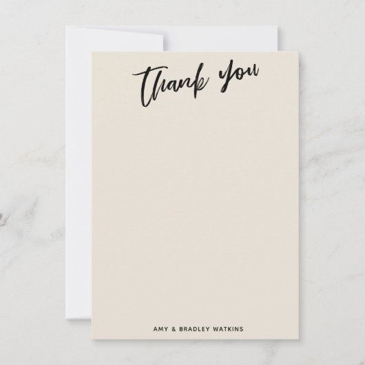 Carte De Remerciements Écriture manuscrite décontractée Crème de typograp (Devant)