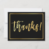 CARTE DE REMERCIEMENTS écriture manuscrite or noir (Devant)