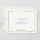 CARTE DE REMERCIEMENTS écriture manuscrite or noir (Dos)