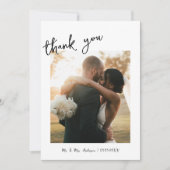 Carte De Remerciements Écriture manuscrite simple et Mariage photo (Devant)