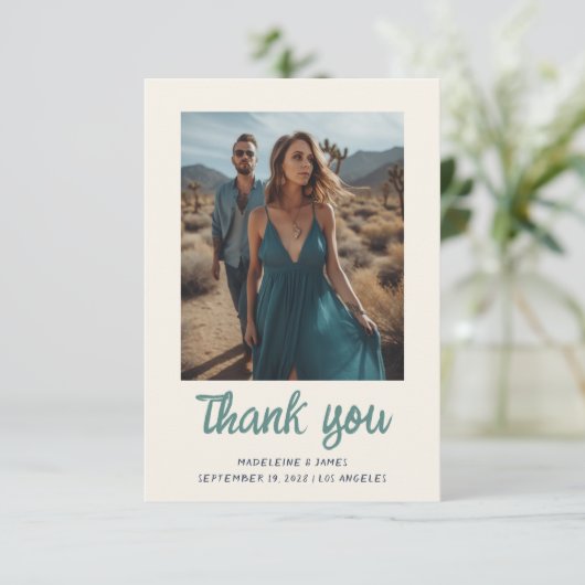 Carte De Remerciements Écriture manuscrite verte amusante Quirky Script M (Debout devant)