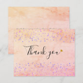 Carte De Remerciements Écriture Marbrée Aquarelle Élégante Cœur Doré (Devant / Derrière)