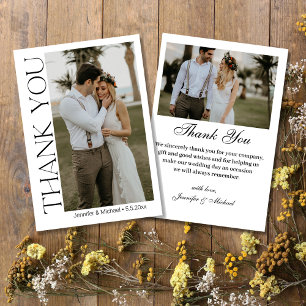 Carte De Remerciements Écriture Moderne Chic 2 Photo Mariage