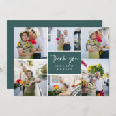 Carte De Remerciements Écriture moderne Cursive Mariage Photo Collage (Devant / Derrière)