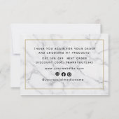 Carte De Remerciements Écriture moderne noir marbre blanc (Dos)