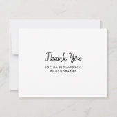 Carte De Remerciements Écriture moderne noire et blanche Petite entrepris (Devant)