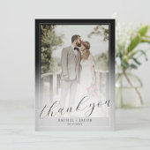 Carte De Remerciements Écriture Moderne Sombre Rouge 2-Photo Mariage Reme (Debout devant)