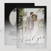 Carte De Remerciements Écriture Moderne Sombre Rouge 2-Photo Mariage Reme (Devant / Derrière)