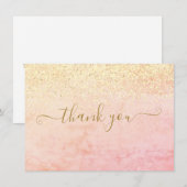 Carte De Remerciements Écriture pailletée or élégante et chic (Devant / Derrière)