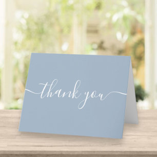 Carte De Remerciements Écriture Simple Moderne Élégante Bleu Poussiéreux