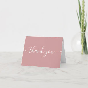 Carte De Remerciements Écriture Simple Moderne Élégante Rose Poussiéreuse