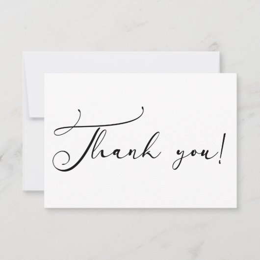 Carte De Remerciements Écriture simple moderne noire (Devant)