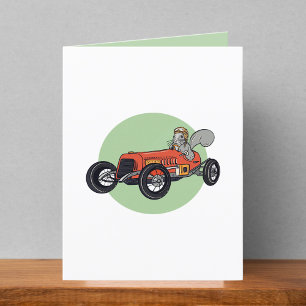 Carte De Remerciements Écureuil en Vintage rouge voiture vide