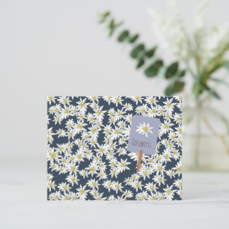 Carte De Remerciements Edelweiss Fleur Sauvage Alpine Illustrée à la Main