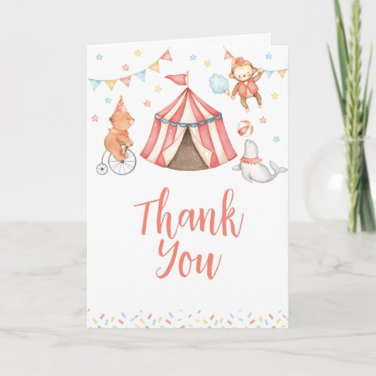 Carte de remerciements Editable Baby Animal Circus (Devant)