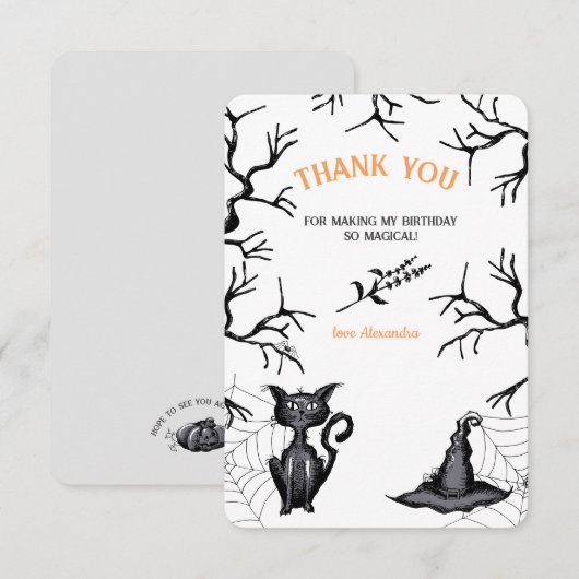 Carte De Remerciements Éffrayante Eclosion Halloween fête d'anniversaire (Devant / Derrière)