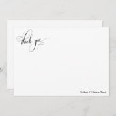 Carte De Remerciements Elaborer la calligraphie Simple Noir & Blanc (Devant / Derrière)