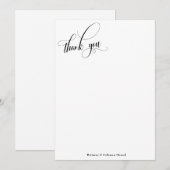 Carte De Remerciements Elaborer la calligraphie Simple Noir & Blanc (Devant / Derrière)