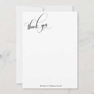 Carte De Remerciements Elaborer la calligraphie Simple Noir & Blanc