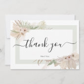 Carte De Remerciements Elégance bohème verdure mariage fleurie (Devant)