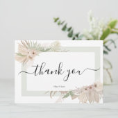 Carte De Remerciements Elégance bohème verdure mariage fleurie (Debout devant)