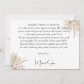 Carte De Remerciements Elégance bohème verdure mariage fleurie (Dos)