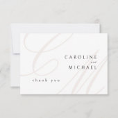 Carte De Remerciements Élégance classique Calligraphie Monogramme Mariage (Devant)