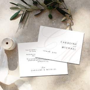 Carte De Remerciements Élégance classique Calligraphie Monogramme Mariage