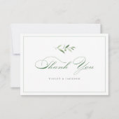 Carte De Remerciements Élégance Classique Écriture Simple Verdure (Devant)