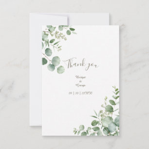 Carte De Remerciements Élégance de mariage eucalyptus minimaliste verdure