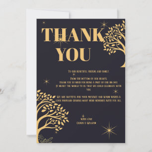 Carte De Remerciements Élégance de minuit : Mariage bleu foncé