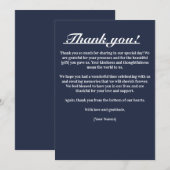 Carte de Remerciements Élégance Intemporelle Bleu (Devant / Derrière)