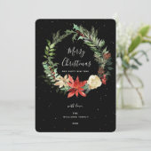 Carte De Remerciements Elegance Joyeuse couronne de Noël Black Golden Car (Debout devant)