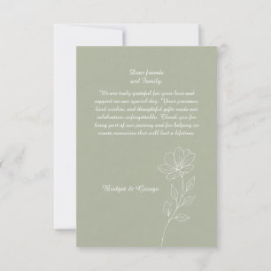 Carte De Remerciements Élégance Mariage minimal Floral Sage Romantique