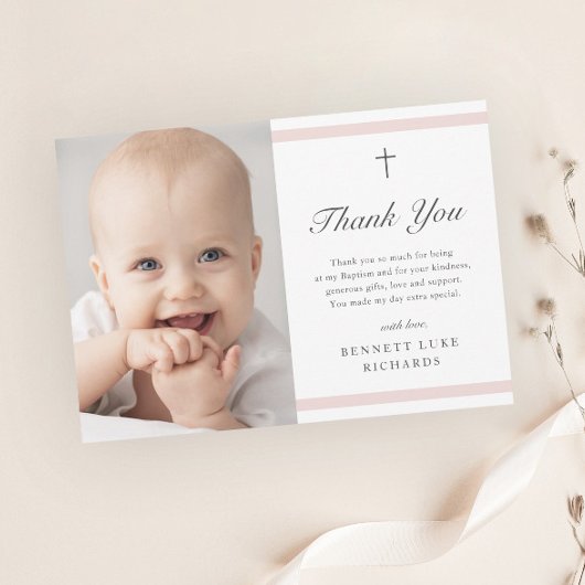 Carte De Remerciements Élégance Moderne Baptême de Filles