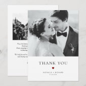 Carte De Remerciements Elegance moderne Mariage de typographie rouge (Devant / Derrière)