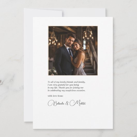 Carte De Remerciements Elégance Rustique bronze Mariage géométrique flora (Dos)