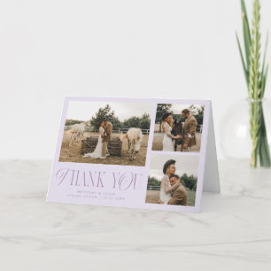Carte De Remerciements Élégance Rustique Mariage Multi Photo Lilas