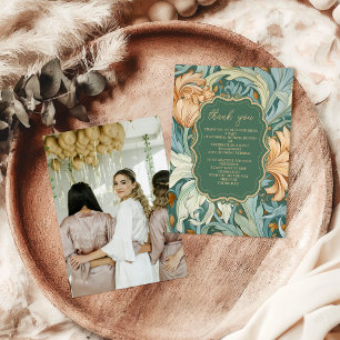 Carte De Remerciements Élégance vintage William Morris Bridal Floral