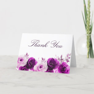Carte De Remerciements Élégance violette : Lilac Violet Rose Floral Maria